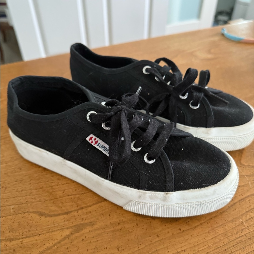 Superga Womens Black Canvas Sneakers